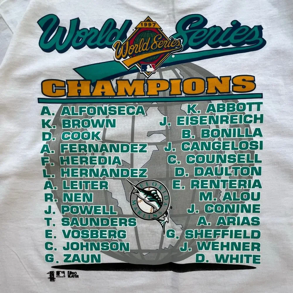 Vintage Florida Marlins Caricature World Series Champs 1997 MLB Baseball T Shirt - Picture 4 of 12